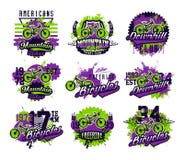 Inzameling van vectorillustratie op het thema van berg het biking, extreme sporten, bergaf, freeride Grungeeffect royalty-vrije illustratie Inzameling van vectorillustratie op het thema van berg het biking, extreme sporten, bergaf, freeride Grungeeffect royalty-vrije illustratie
