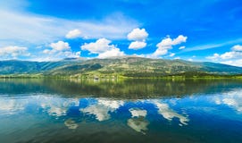 Ioannina lake Pamvotida in Epirus Region, Greece. Artistic panor Royalty Free Stock Photography Ioannina lake Pamvotida in Epirus Region, Greece. Artistic panor Royalty Free Stock Photography