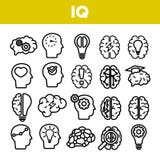 IQ, Intellekt-lineare Vektor-Ikonen stellte dünnes Piktogramm ein vektor abbildung IQ, Intellekt-lineare Vektor-Ikonen stellte dünnes Piktogramm ein vektor abbildung