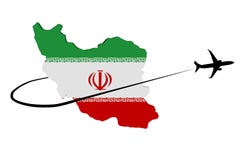 Iran map flag with plane and swoosh illustration Stock Images Iran map flag with plane and swoosh illustration Stock Images