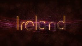 Irlanda a Eire - animación de colocación brillante del texto del nombre de país Irlanda a Eire - animación de colocación brillante del texto del nombre de país
