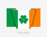 Irlandia flaga z Shamrock Płaska ikony falowania flaga z krajem N Obraz Stock Irlandia flaga z Shamrock Płaska ikony falowania flaga z krajem N Obraz Stock