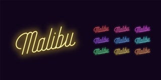 Iscrizione Al Neon Del Nome Di Malibu Testo Dardore Del