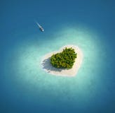 Isla del paraíso bajo la forma de corazón stock de ilustración Isla del paraíso bajo la forma de corazón stock de ilustración