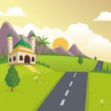 Islamitisch Aardlandschap met moskee vector illustratie Islamitisch Aardlandschap met moskee vector illustratie