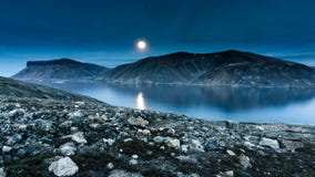 Island Mountain Near Rock Formation during Night Time Royalty Free Stock Photos Island Mountain Near Rock Formation during Night Time Royalty Free Stock Photos