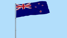 Isolate flag of New Zealand on a flagpole fluttering in the wind on a transparent background, 3d rendering, PNG format with Alpha stock video footage Isolate flag of New Zealand on a flagpole fluttering in the wind on a transparent background, 3d rendering, PNG format with Alpha stock video footage