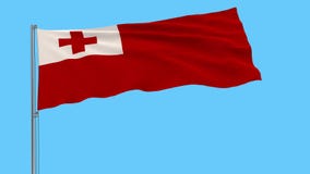 Isolate flag of Tonga on a flagpole fluttering, 4k prores footage, alpha transparency. stock footage Isolate flag of Tonga on a flagpole fluttering, 4k prores footage, alpha transparency. stock footage