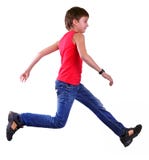 Isolated Full Length Portrait Of Running Jumping Boy Stock Photo Isolated Full Length Portrait Of Running Jumping Boy Stock Photo