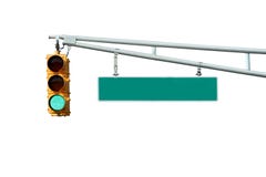 Isolated Green Traffic Signal Light With Sign Royalty Free Stock Images