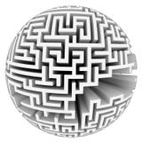 Isolated Grey Labyrinth Sphere Structure Royalty Free Stock Image