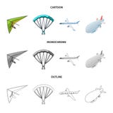 Isolated object of transport and object sign. Collection of transport and gliding stock symbol for web. vector illustration Isolated object of transport and object sign. Collection of transport and gliding stock symbol for web. vector illustration