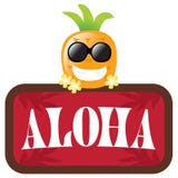 Isolated Pineapple with red Aloha sign