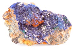 Isolerad blå mineralisk Azurite royaltyfri bild Isolerad blå mineralisk Azurite royaltyfri bild