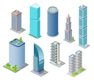 Isometric 3D buildings and city skyscrapers vector illustration or office and hotel residence towers for construction royalty free illustration Isometric 3D buildings and city skyscrapers vector illustration or office and hotel residence towers for construction royalty free illustration