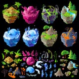 Isometric 3d fantastic islands, details for gui, game design. Cartoon illustration of different landscapes. Isometric 3d fantastic islands, details for gui, game stock photos Isometric 3d fantastic islands, details for gui, game design. Cartoon illustration of different landscapes. Isometric 3d fantastic islands, details for gui, game stock photos