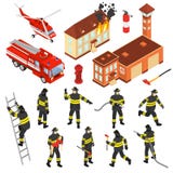Isometric Fire Department Icon Set Stock Images Isometric Fire Department Icon Set Stock Images