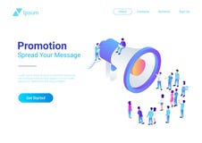 Isometric Flat Loudspeaker Megaphone Crowd People stock illustration Isometric Flat Loudspeaker Megaphone Crowd People stock illustration