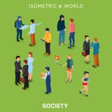 Isometric flat people crowd vector illustration. Different man and woman stand, talk, call phone and walk. royalty free illustration Isometric flat people crowd vector illustration. Different man and woman stand, talk, call phone and walk. royalty free illustration