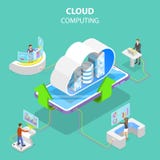 Isometric flat vector concept of cloud computing technology. royalty free illustration Isometric flat vector concept of cloud computing technology. royalty free illustration