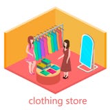 Isometric interior of clothes shop