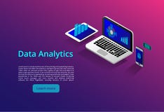 Isometric modern computers technology and networking concept. Web cloud technology business. royalty free illustration Isometric modern computers technology and networking concept. Web cloud technology business. royalty free illustration