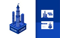 isometric nowożytny drapacza chmur sztandaru set royalty ilustracja isometric nowożytny drapacza chmur sztandaru set royalty ilustracja