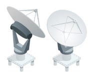 Isometric Satellite dish antennas on white. Wireless communication equipments Stock Photo Isometric Satellite dish antennas on white. Wireless communication equipments Stock Photo
