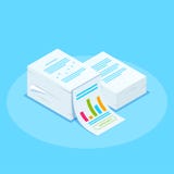 Isometric stack of documents with an approved stamp. Can use for web banner, infographics, hero images. Flat isometric stock illustration Isometric stack of documents with an approved stamp. Can use for web banner, infographics, hero images. Flat isometric stock illustration