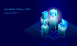 Isometric sztucznej inteligenci biznesu pojęcie Błękitny rozjarzony isometric informacja osobista dane związku komputer osobisty ilustracja wektor Isometric sztucznej inteligenci biznesu pojęcie Błękitny rozjarzony isometric informacja osobista dane związku komputer osobisty ilustracja wektor