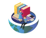 Isometric έργο τέχνης της μελέτης παιδιών απεικόνιση αποθεμάτων Isometric έργο τέχνης της μελέτης παιδιών απεικόνιση αποθεμάτων