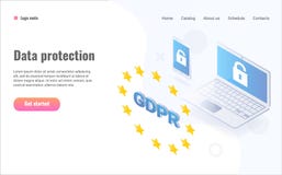 Isometric απεικόνιση έννοιας GDPR Γενικός κανονισμός προστασίας δεδομένων διανυσματική απεικόνιση Isometric απεικόνιση έννοιας GDPR Γενικός κανονισμός προστασίας δεδομένων διανυσματική απεικόνιση