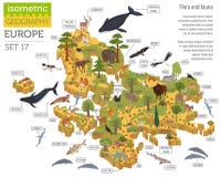Isometric τρισδιάστατα ευρωπαϊκά στοιχεία κατασκευαστών χαρτών χλωρίδας και πανίδας ελεύθερη απεικόνιση δικαιώματος Isometric τρισδιάστατα ευρωπαϊκά στοιχεία κατασκευαστών χαρτών χλωρίδας και πανίδας ελεύθερη απεικόνιση δικαιώματος