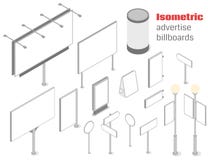Isometrisch adverteer aanplakborden stock illustratie Isometrisch adverteer aanplakborden stock illustratie