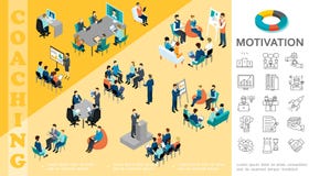 Isometrisch Bedrijfsonderwijsconcept stock illustratie Isometrisch Bedrijfsonderwijsconcept stock illustratie