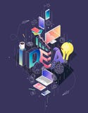 Isometrisch concept met dunne lijnbrieven, het idee van het typografiewoord royalty-vrije illustratie Isometrisch concept met dunne lijnbrieven, het idee van het typografiewoord royalty-vrije illustratie