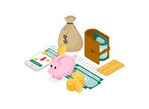 Isometrisch financi?nconcept stock illustratie Isometrisch financi?nconcept stock illustratie