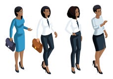 Isometrische pictogrammenemotie een vrouwen Afrikaanse Amerikaanse, 3d bedrijfsvrouw, algemene manager, advocaat Uitdrukking van vector illustratie Isometrische pictogrammenemotie een vrouwen Afrikaanse Amerikaanse, 3d bedrijfsvrouw, algemene manager, advocaat Uitdrukking van vector illustratie