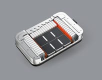 Isometrische Schnittperspektive des Elektro-Mobil-Batteriesatzes auf grauem Hintergrund vektor abbildung Isometrische Schnittperspektive des Elektro-Mobil-Batteriesatzes auf grauem Hintergrund vektor abbildung