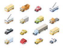 Isometrischer Satz des Vektors Stadttransport, Autoikonen stock abbildung Isometrischer Satz des Vektors Stadttransport, Autoikonen stock abbildung