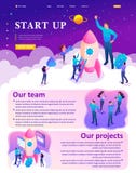 Isometrisk ljus start av unga entreprenörer stock illustrationer Isometrisk ljus start av unga entreprenörer stock illustrationer