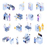 Isometrisk vetenskaplig laboratoriumsymbolsuppsättning vektor illustrationer Isometrisk vetenskaplig laboratoriumsymbolsuppsättning vektor illustrationer