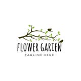 Ispirazione di progettazione di logo del ramo, progettazione di logo del giardino illustrazione di stock Ispirazione di progettazione di logo del ramo, progettazione di logo del giardino illustrazione di stock