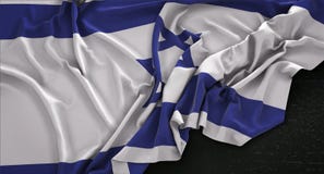 Israel Flag Wrinkled On Dark-Hintergrund 3D übertragen vektor abbildung Israel Flag Wrinkled On Dark-Hintergrund 3D übertragen vektor abbildung