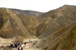 Israel, The Tourists Among Mountains Stock Image