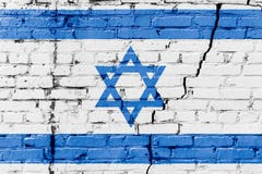Israeli flag painted on a brick wall. Flag of Israel. Textured abstract background Royalty Free Stock Photos Israeli flag painted on a brick wall. Flag of Israel. Textured abstract background Royalty Free Stock Photos