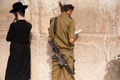 Israeli soldiers at Jerusalem's Western Wall stock images Israeli soldiers at Jerusalem's Western Wall stock images
