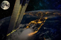 ISS που λαμβάνονται με τη γη και τα στοιχεία φεγγαριών αυτής της εικόνας που εφοδιάζεται από τη NASA στοκ εικόνες ISS που λαμβάνονται με τη γη και τα στοιχεία φεγγαριών αυτής της εικόνας που εφοδιάζεται από τη NASA στοκ εικόνες