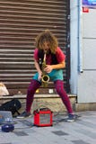 Istanbul, Istiklal Street / Turkey 9.5.2019: Street Musician Performing Saxophone in the Istiklal Street royalty free stock photo Istanbul, Istiklal Street / Turkey 9.5.2019: Street Musician Performing Saxophone in the Istiklal Street royalty free stock photo