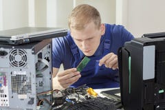 IT Specialist Installing Ram Memory Stock Photography IT Specialist Installing Ram Memory Stock Photography
